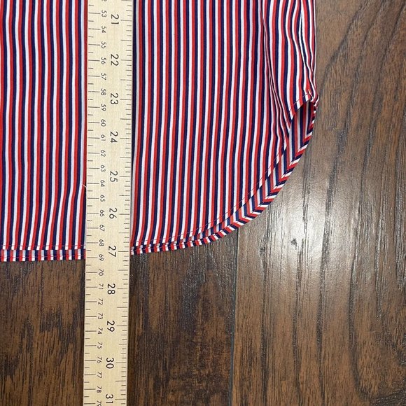 Cabi Top Medium Red Blue White Striped Franklin Popover Blouse Women's - Picture 9 of 14